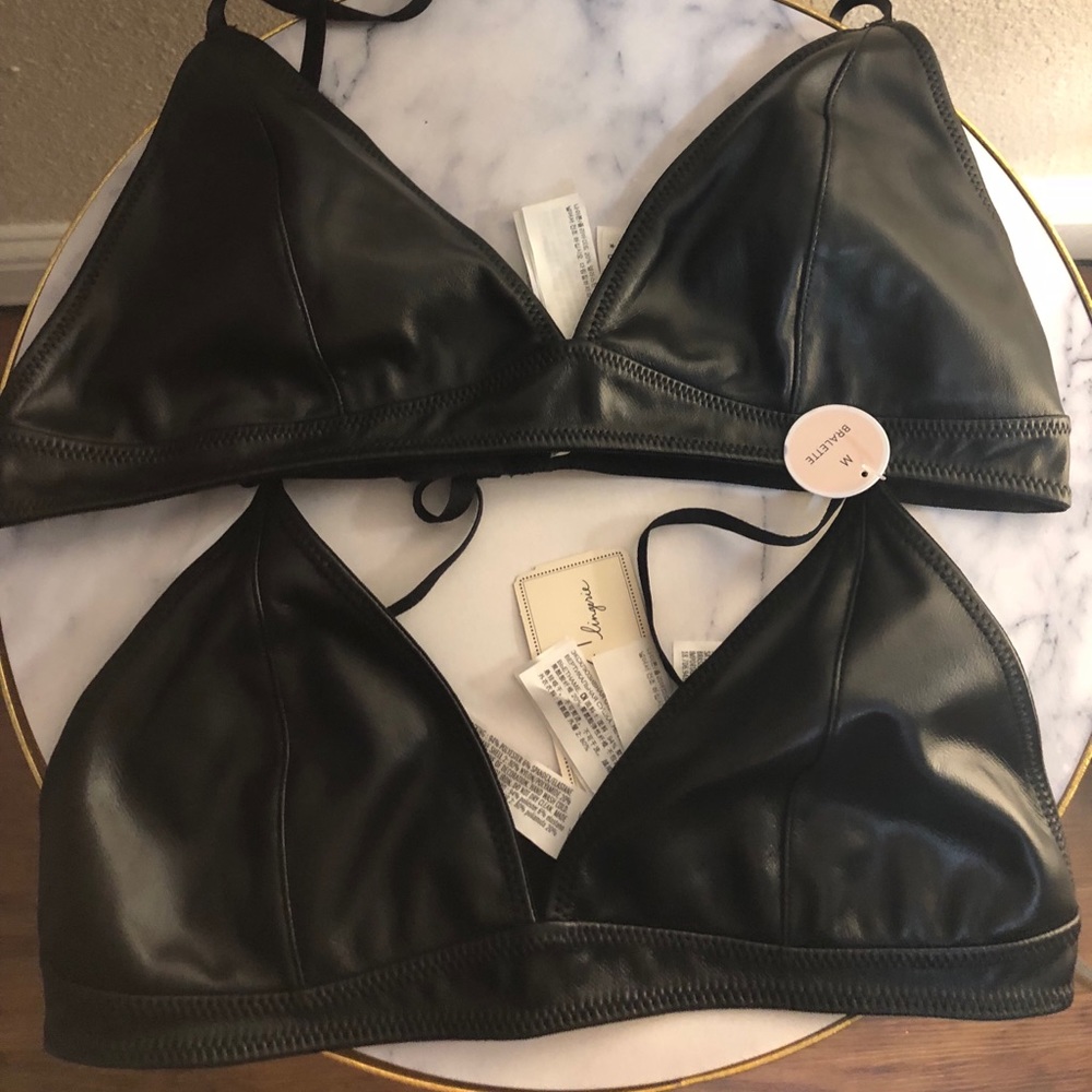 Faux leather bralettes
